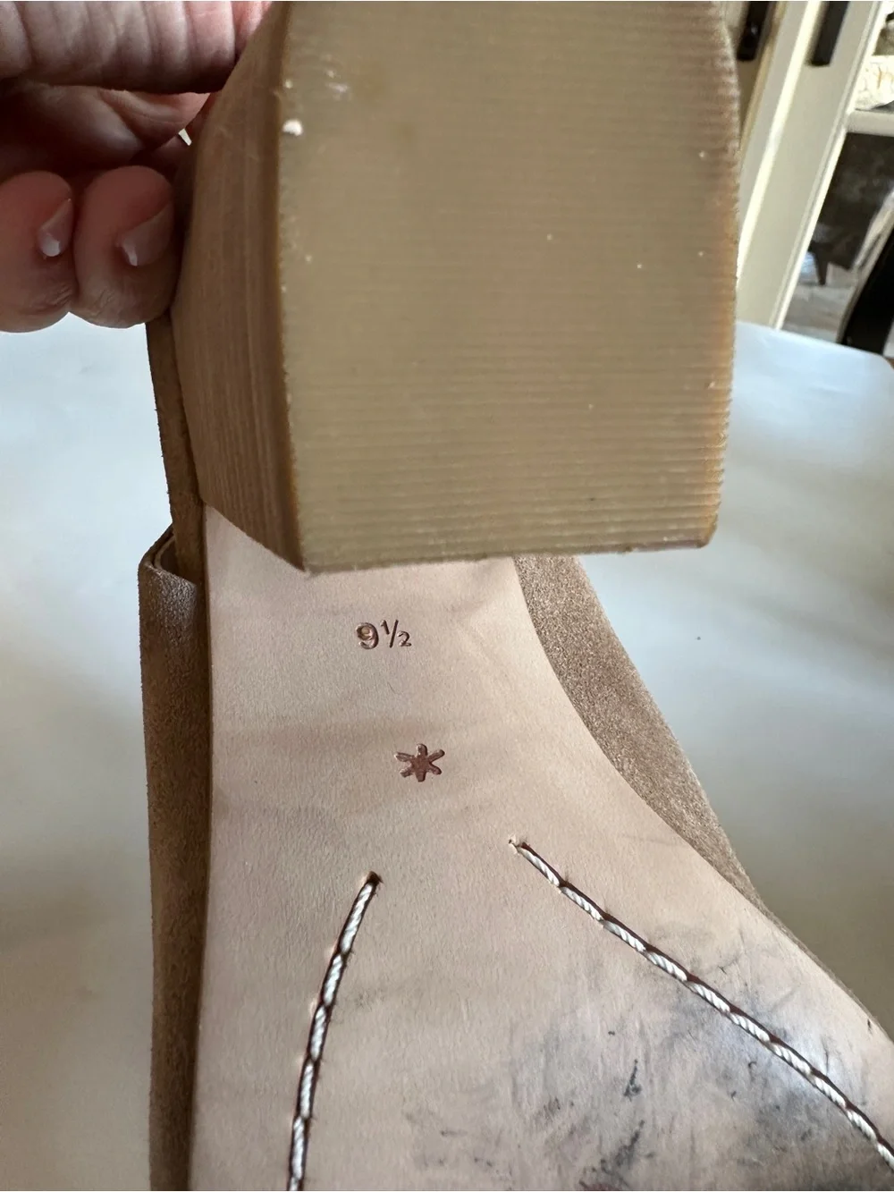 Splendid Women’s Kaylee Suede Peep-Toe Block Heel Slingback Booties- Tan Sz 9.5